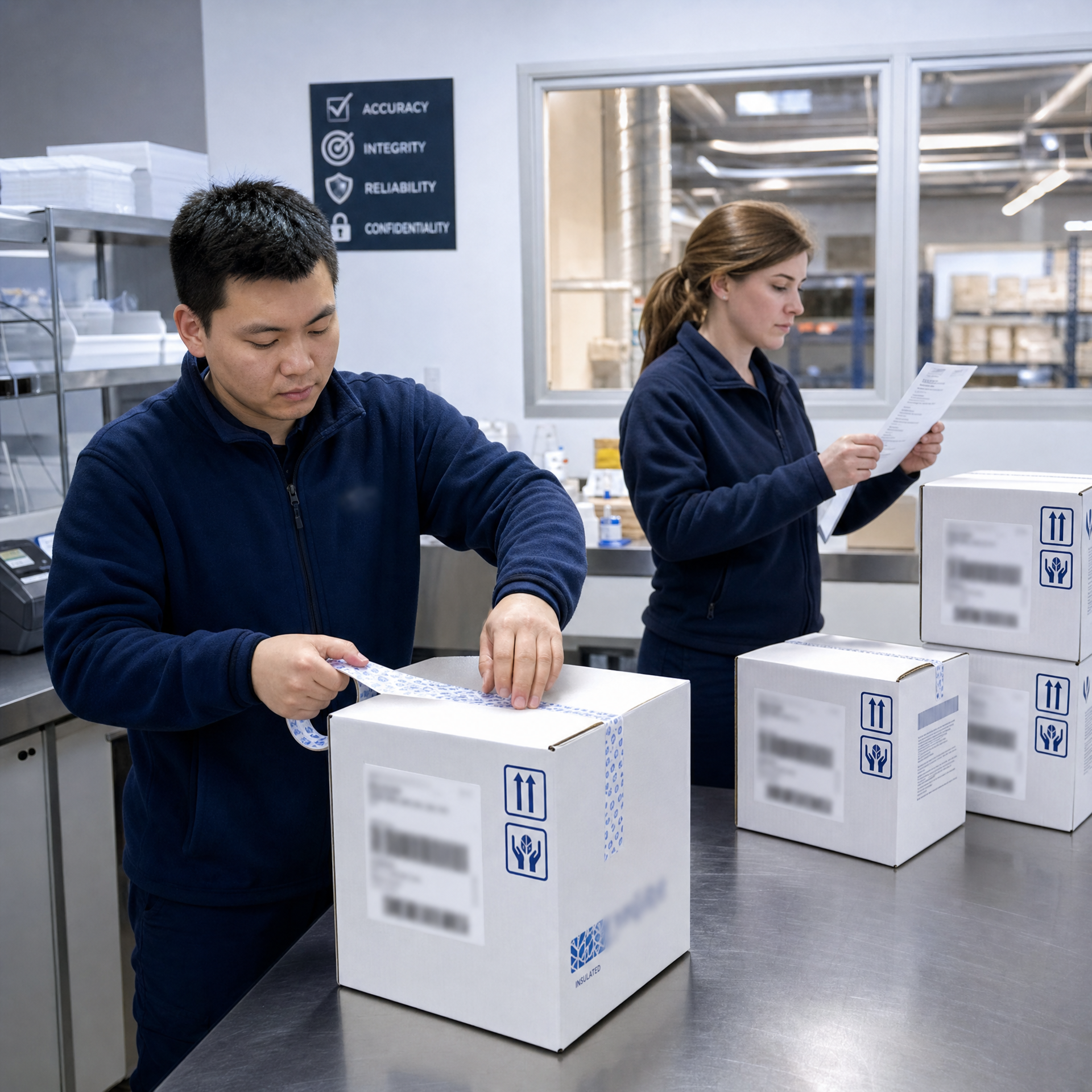 Final peptide order packing and dispatch preparation
